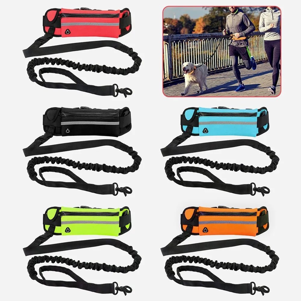 Hands Free Dog Leash for Running Walking Reflective Leash with Waist Bag Retractable Elastic Belt Dog Traction Rope - Annie Paw WearCollar & LeashAnniePaw Wear