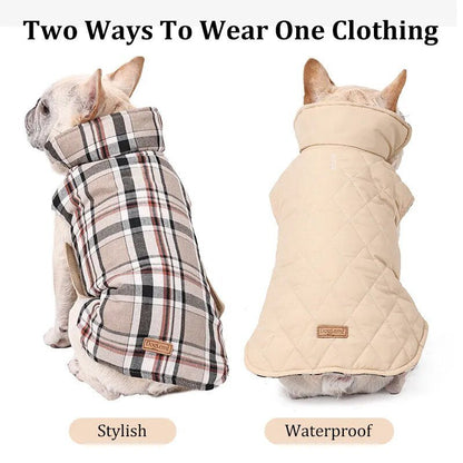 Highland Hound Dual Elegance: Plaid & Solid Turtleneck - Annie Paw WearWinter OutwearAnniePaw Wear