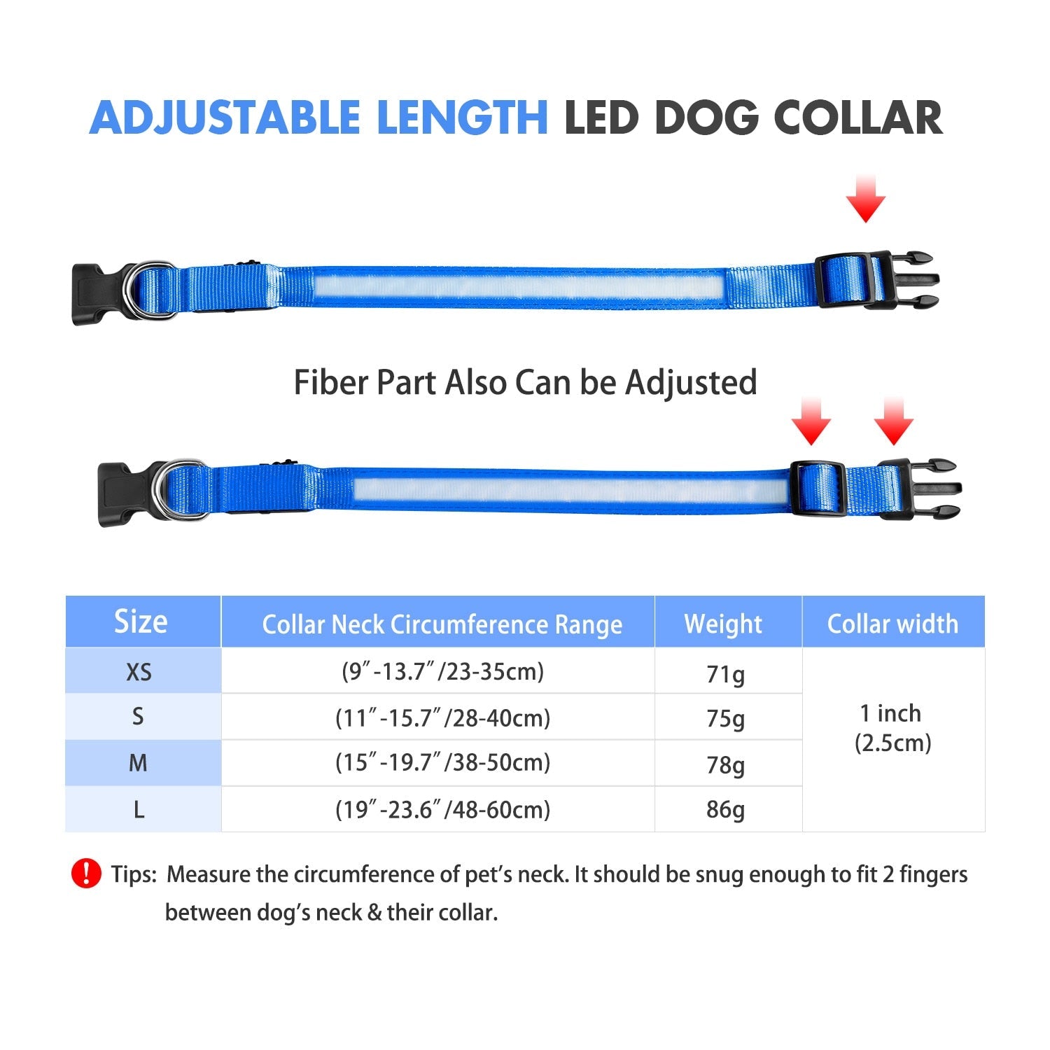 LED Luminous Waterproof Safety Night light Glow Necklace Dog Collar - Annie Paw WearCollar & LeashAnniePaw Wear