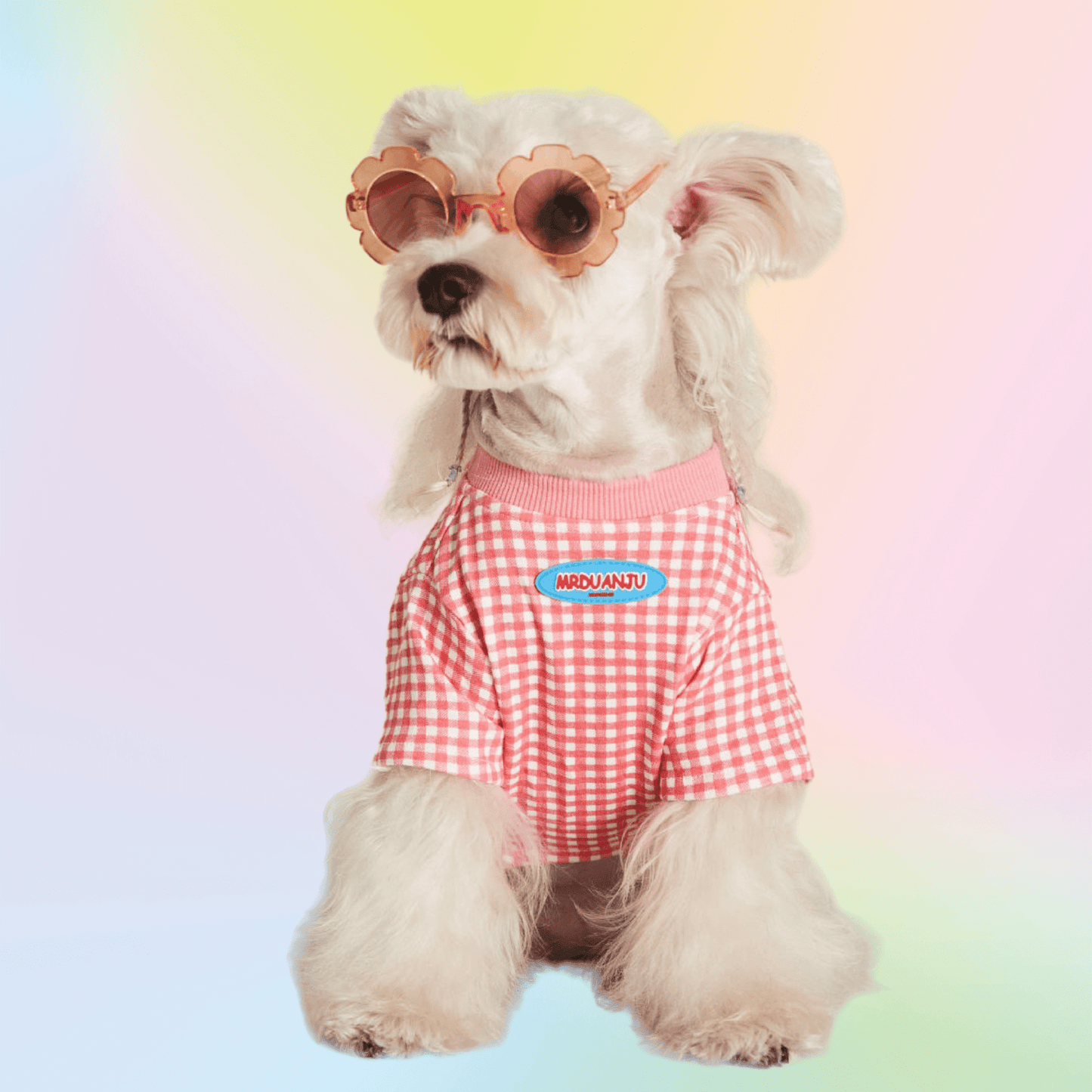 Macaron Plaid Pup Tee - Annie Paw WearSummer OutwearAnniePaw Wear