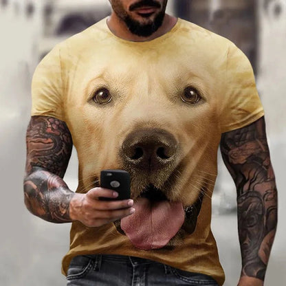 Men's T-shirt With Dog Graphic 3D Full Print Pet Dog Men Clothing Summer Short Sleeve Casual Oversized Tee Shirt Fashion Tops - Annie Paw WearHome Dog WearAnnie Paw Wear