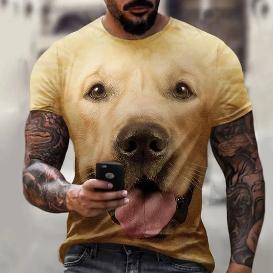 Men's T-shirt With Dog Graphic 3D Full Print Pet Dog Men Clothing Summer Short Sleeve Casual Oversized Tee Shirt Fashion Tops - Annie Paw WearHome Dog WearAnnie Paw Wear