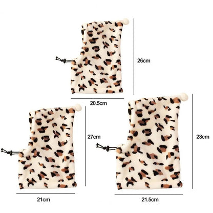 Anniepaw Pet Hat Leopard Pattern Winter Neck And Ear Warmer Adjustable Winter Dog Hat Soft Comfortable Neck Ear Protector Pet Supplies AnniePaw Wear