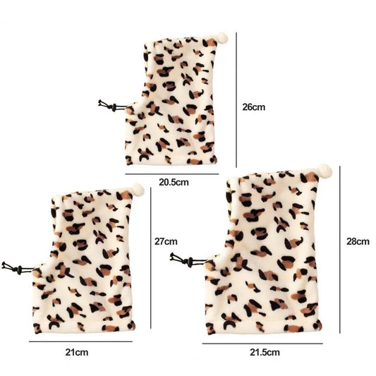 Anniepaw Pet Hat Leopard Pattern Winter Neck And Ear Warmer Adjustable Winter Dog Hat Soft Comfortable Neck Ear Protector Pet Supplies AnniePaw Wear