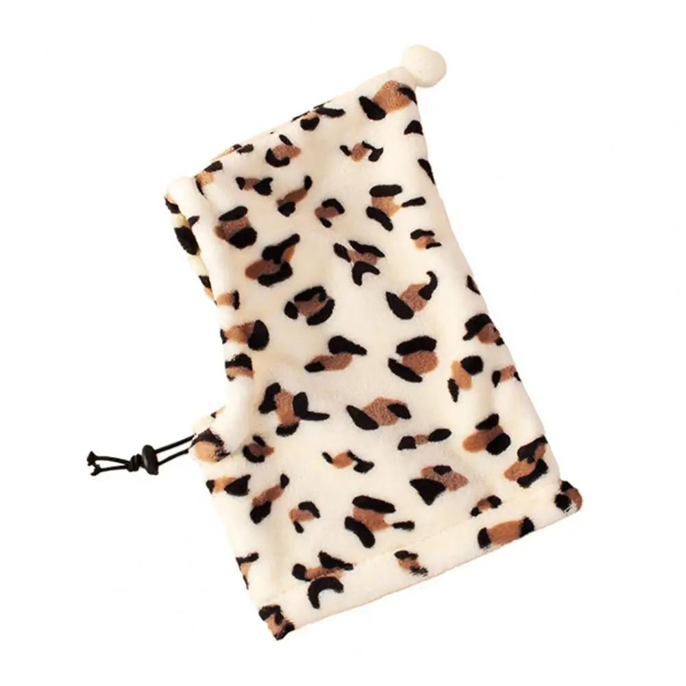 Anniepaw Pet Hat Leopard Pattern Winter Neck And Ear Warmer Adjustable Winter Dog Hat Soft Comfortable Neck Ear Protector Pet Supplies AnniePaw Wear