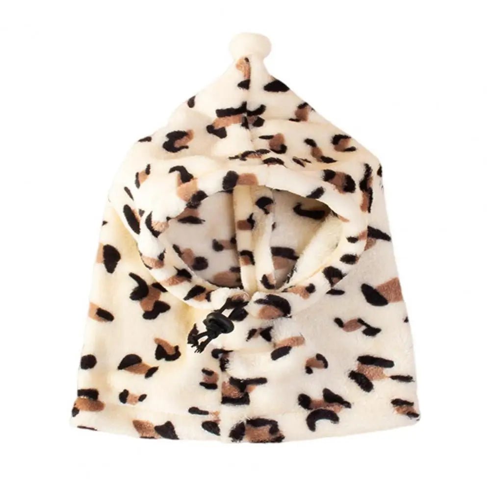 Anniepaw Pet Hat Leopard Pattern Winter Neck And Ear Warmer Adjustable Winter Dog Hat Soft Comfortable Neck Ear Protector Pet Supplies AnniePaw Wear