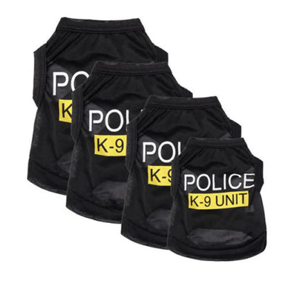 Anniepaw Police Suit Cosplay Dog Clothes Black Elastic Vest Puppy T-Shirt Coat Accessories Apparel Costumes  Pet Clothes for Dogs Cats