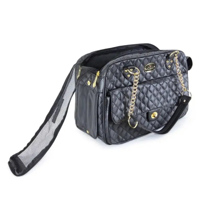 Anniepaw PU Leather Portable Pet Carrier Breathable Mesh Shoulder Bag