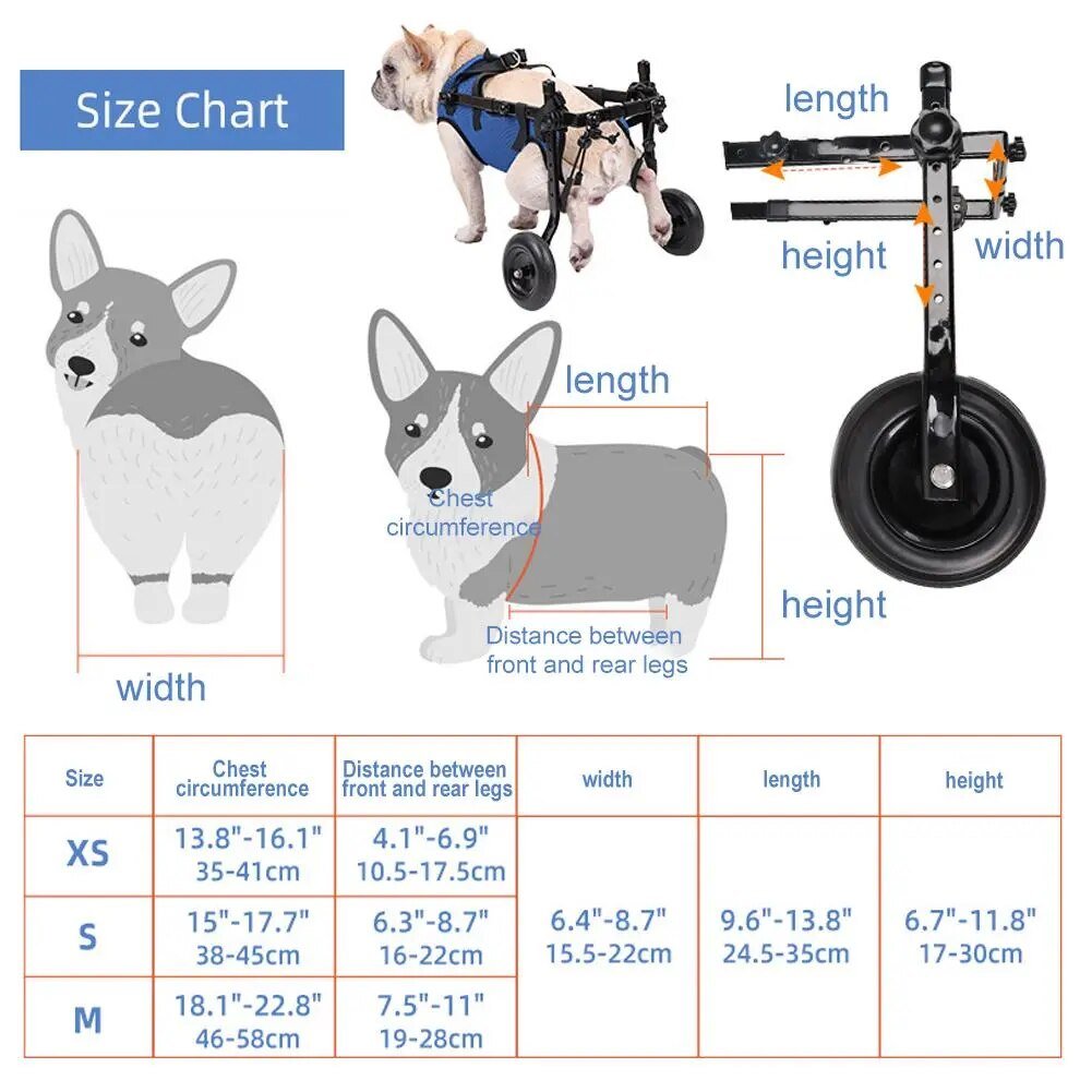 AnniePaw Rehab OS Dog Wheelchair Hind Leg Mobility Assistance for Small and Middle dogs