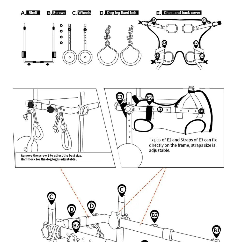 AnniePaw Rehab OS Dog Wheelchair Hind Leg Mobility Assistance for Small and Middle dogs