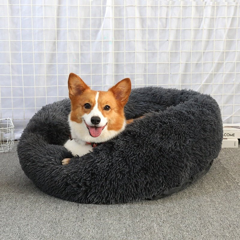 Anniepaw Round Plush Dog Bed Fluffy Sofa for Small to Large Dogs Cat Winter Warm Puppy Cushion