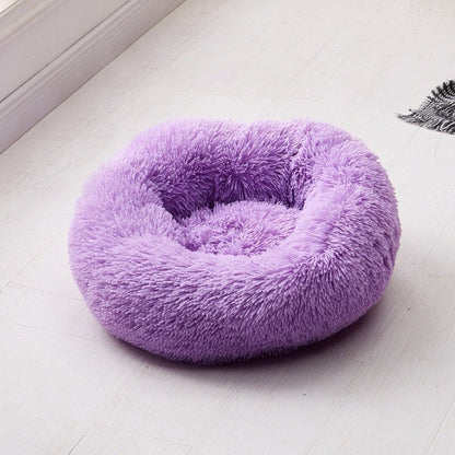 Anniepaw Round Plush Dog Bed Fluffy Sofa for Small to Large Dogs Cat Winter Warm Puppy Cushion