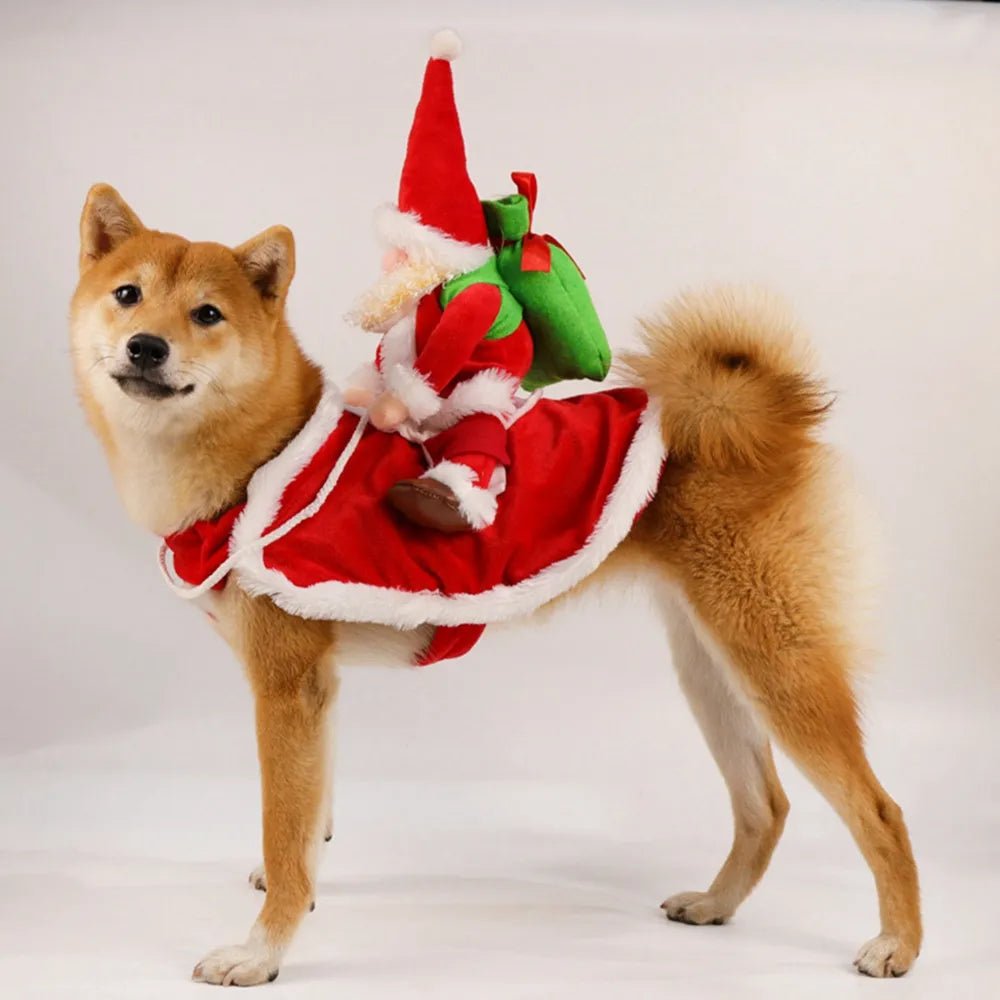 Santa Claus Riding Dog Costume: Christmas & Halloween Pet Outfit - Annie Paw WearcostumesAnniePaw Wear