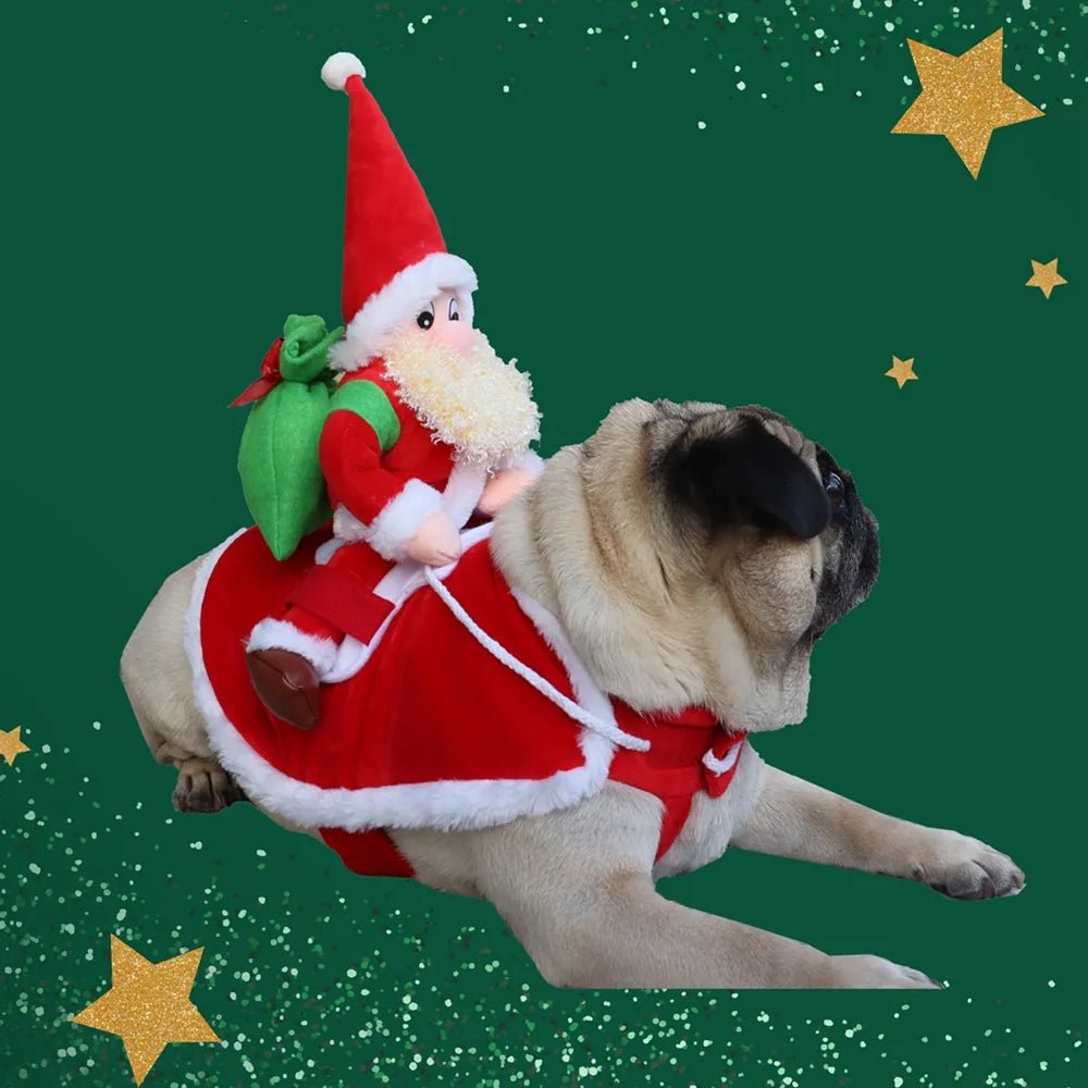 Santa Claus Riding Dog Costume: Christmas & Halloween Pet Outfit - Annie Paw WearcostumesAnniePaw Wear