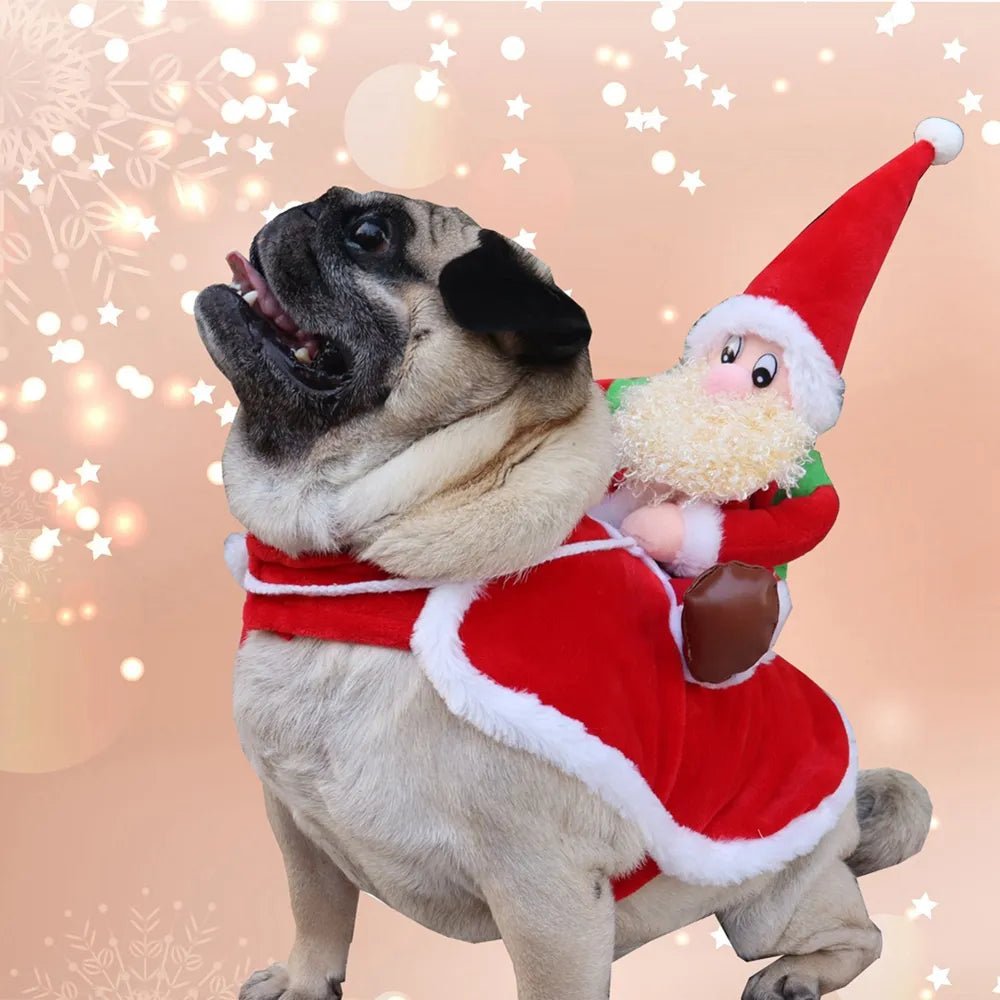 Santa Claus Riding Dog Costume: Christmas & Halloween Pet Outfit - Annie Paw WearcostumesAnniePaw Wear