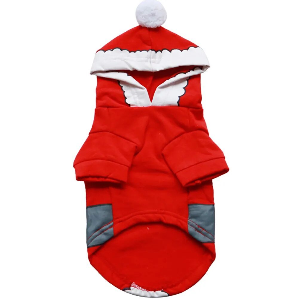 Santa Dog Costume Christmas Hoodie Warm Winter Pet Clothes Red New Year Costume - Annie Paw WearcostumesAnniePaw Wear