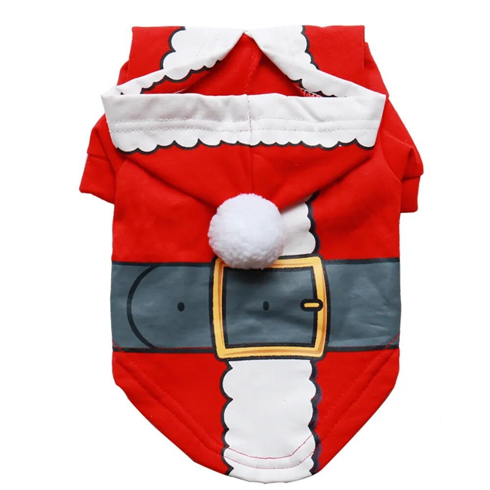 Santa Dog Costume Christmas Hoodie Warm Winter Pet Clothes Red New Year Costume - Annie Paw WearcostumesAnniePaw Wear