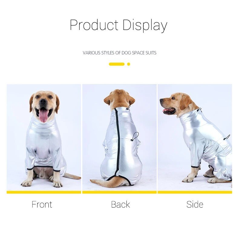 Space Odyssey Silver: Waterproof Dog Jumpsuit for Cool Canines - Annie Paw WearWinter OutwearAnniePaw Wear