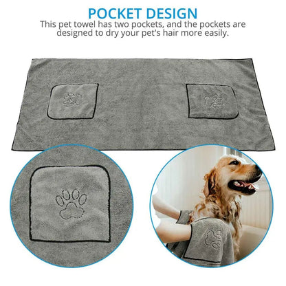 Super Absorbent Big Puppy Pet Dog Towel Bathrobe Bath Towels Quick-Drying Cat Bath Towel Bath Supplies Dog Towel Microfiber - Annie Paw WearHome Dog AccessoriesAnnie Paw Wear