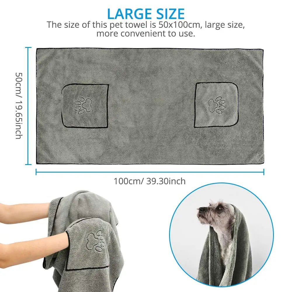 Super Absorbent Big Puppy Pet Dog Towel Bathrobe Bath Towels Quick-Drying Cat Bath Towel Bath Supplies Dog Towel Microfiber - Annie Paw WearHome Dog AccessoriesAnnie Paw Wear