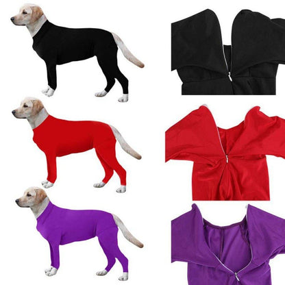 Tight Solid Dog Jumpsuit 4-Legs Pajamas Post-Surgery Nursing Bodysuit for Big Dogs - Annie Paw WearWinter OutwearAnniePaw Wear