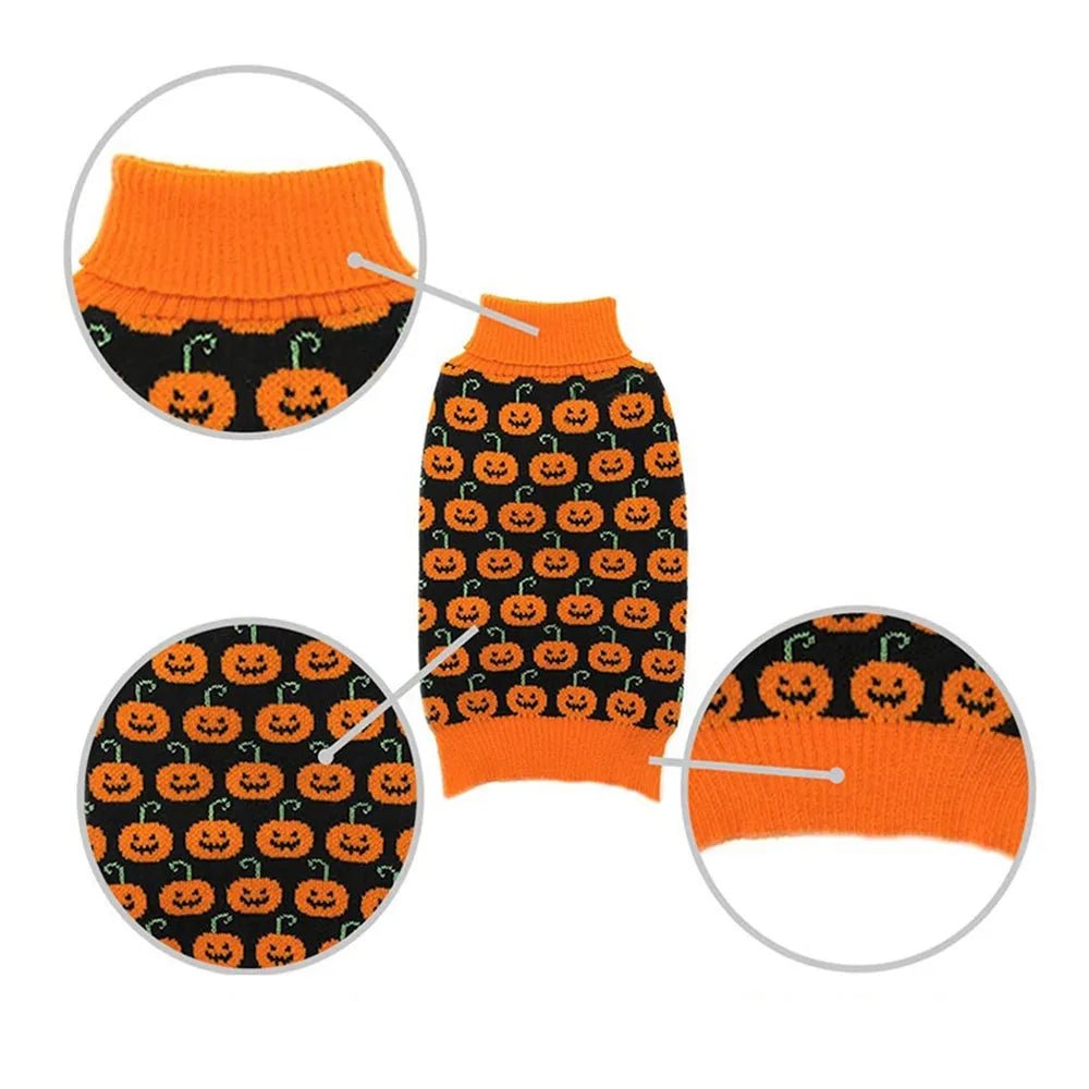 Winter Christmas Knitted Sweater with Halloween Pumpkin for Small to Medium Dogs Cats Puppy Jacket - Annie Paw WearWinter OutwearAnniePaw Wear