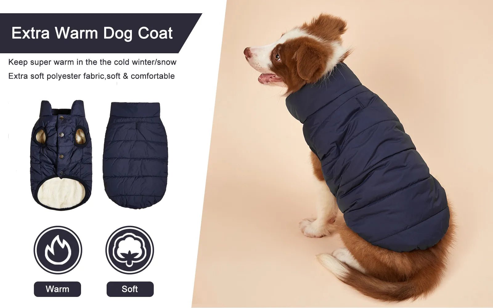 Winter Dog Clothes Outdoor Cold Proof Warm Dog Jacket with Fleece Cotton Lining Chihuahua French Bulldog Puppy Clothing Coat - Annie Paw WearWinter OutwearAnnie Paw Wear