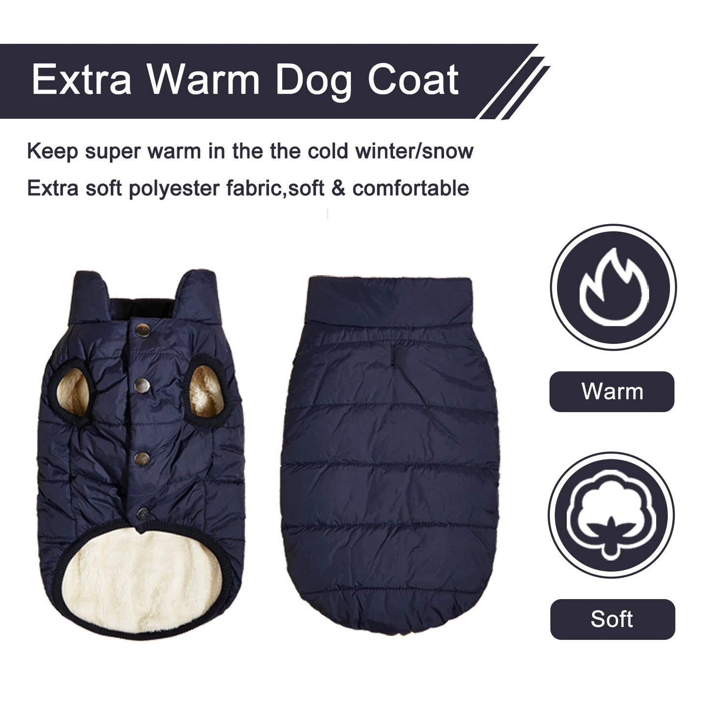 Winter Dog Clothes Outdoor Cold Proof Warm Dog Jacket with Fleece Cotton Lining Chihuahua French Bulldog Puppy Clothing Coat - Annie Paw WearWinter OutwearAnnie Paw Wear