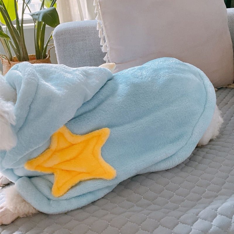 Winter Soft Flannel Blanket with Hood for Cat Dog Thickened Night Robe Pajamas Coat Nightwear - Annie Paw WearHome Dog WearAnniePaw Wear