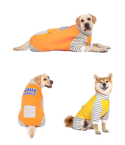 Winter Turtleneck Stripe Warm Plush Lined Dog Pajamas Onesie for Medium to Extra Large Dogs - Annie Paw WearNursing & ReliefAnnie Paw Wear