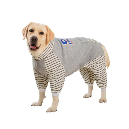 Winter Turtleneck Stripe Warm Plush Lined Dog Pajamas Onesie for Medium to Extra Large Dogs - Annie Paw WearNursing & ReliefAnnie Paw Wear