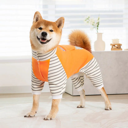 Winter Turtleneck Stripe Warm Plush Lined Dog Pajamas Onesie for Medium to Extra Large Dogs - Annie Paw WearNursing & ReliefAnnie Paw Wear