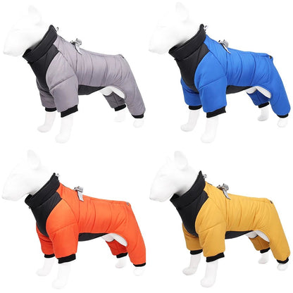 Winter Warm Dog Jacket Reflective Four Legged Clothes Outdoor Waterproof Windproof Traction Harness Jumpsuit French Bulldog Coat - Annie Paw WearWinter OutwearAnnie Paw Wear