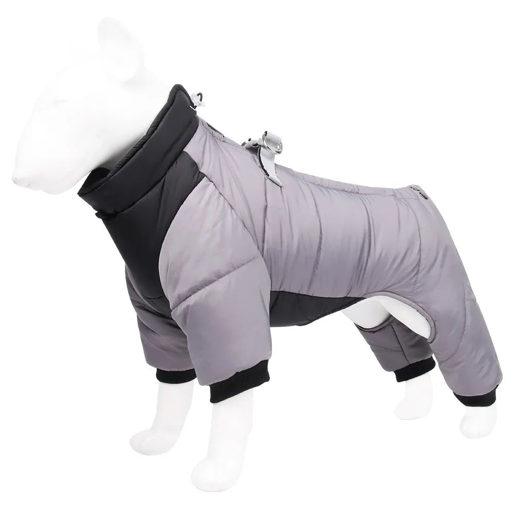 Winter Warm Dog Jacket Reflective Four Legged Clothes Outdoor Waterproof Windproof Traction Harness Jumpsuit French Bulldog Coat - Annie Paw WearWinter OutwearAnnie Paw Wear