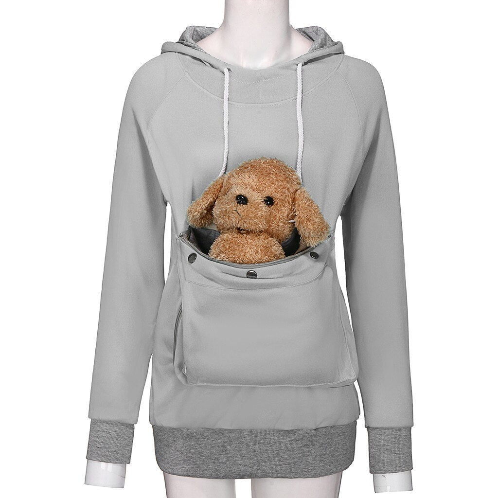 Dog lovers hoodie outlet with dog cuddle pouch